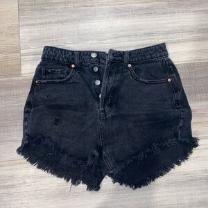 Black denim shorts
